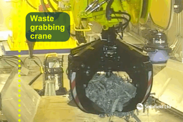 The waste grabbing crane within the Pile Fuel Cladding Silo